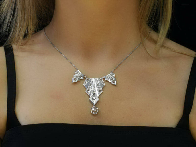 Art Deco diamond Princess necklace white gold (image 2 of 9)